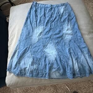Denim Skirt Patchwork Vintage Maxi Skirt Boho Western Y2K CoastalCowgirl